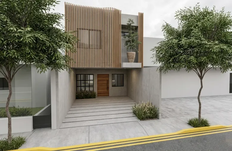 Fachada principal de la casa remodelada en calle Agrícola, Tlaquepaque